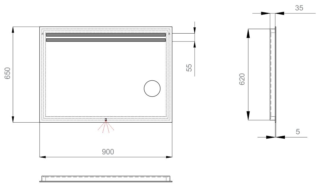 Sanwerk Лава Делла 90x65 (ZL0000128) Габаритные размеры