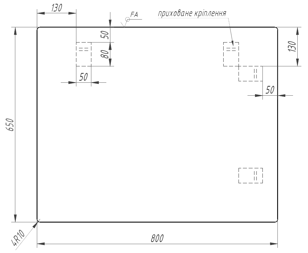 Sanwerk Симпли Минима 80x65 со светильником Led Смарт black AL 60 см (ZS0000351) Габаритные размеры