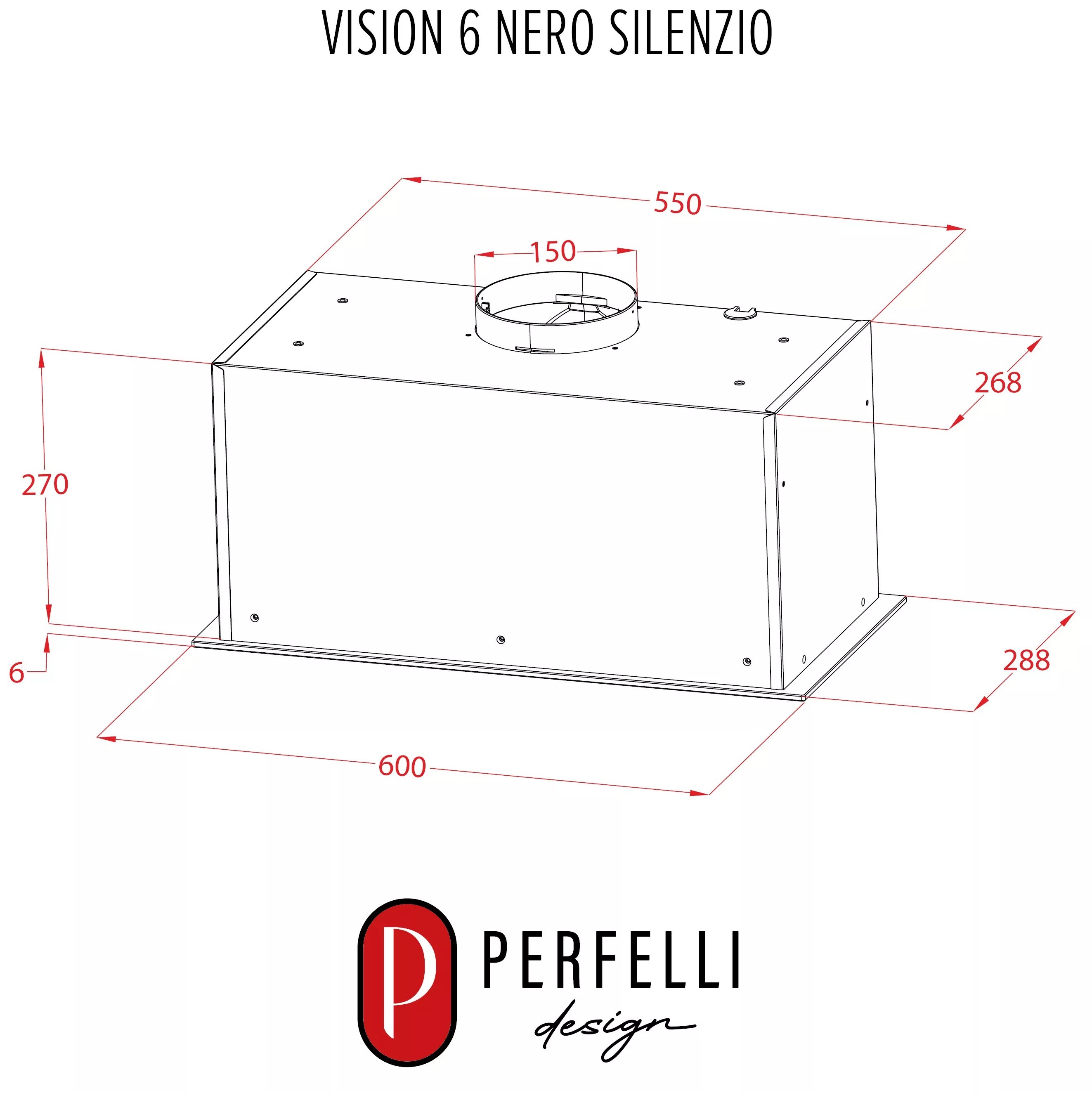 Perfelli Design Vision 6 Nero Silenzio Габаритные размеры