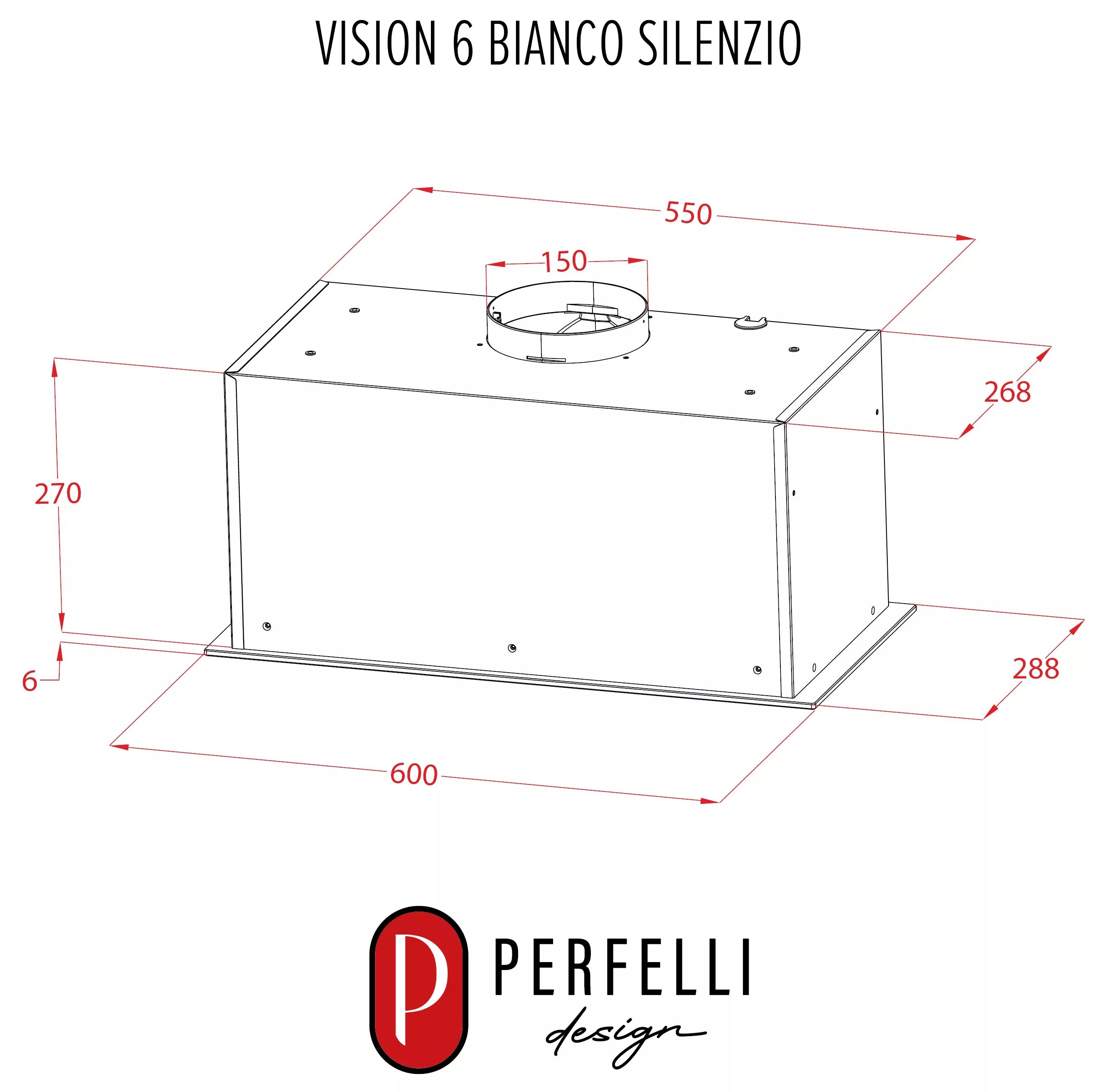 Perfelli Design Vision 6 Bianco Silenzio Габаритные размеры