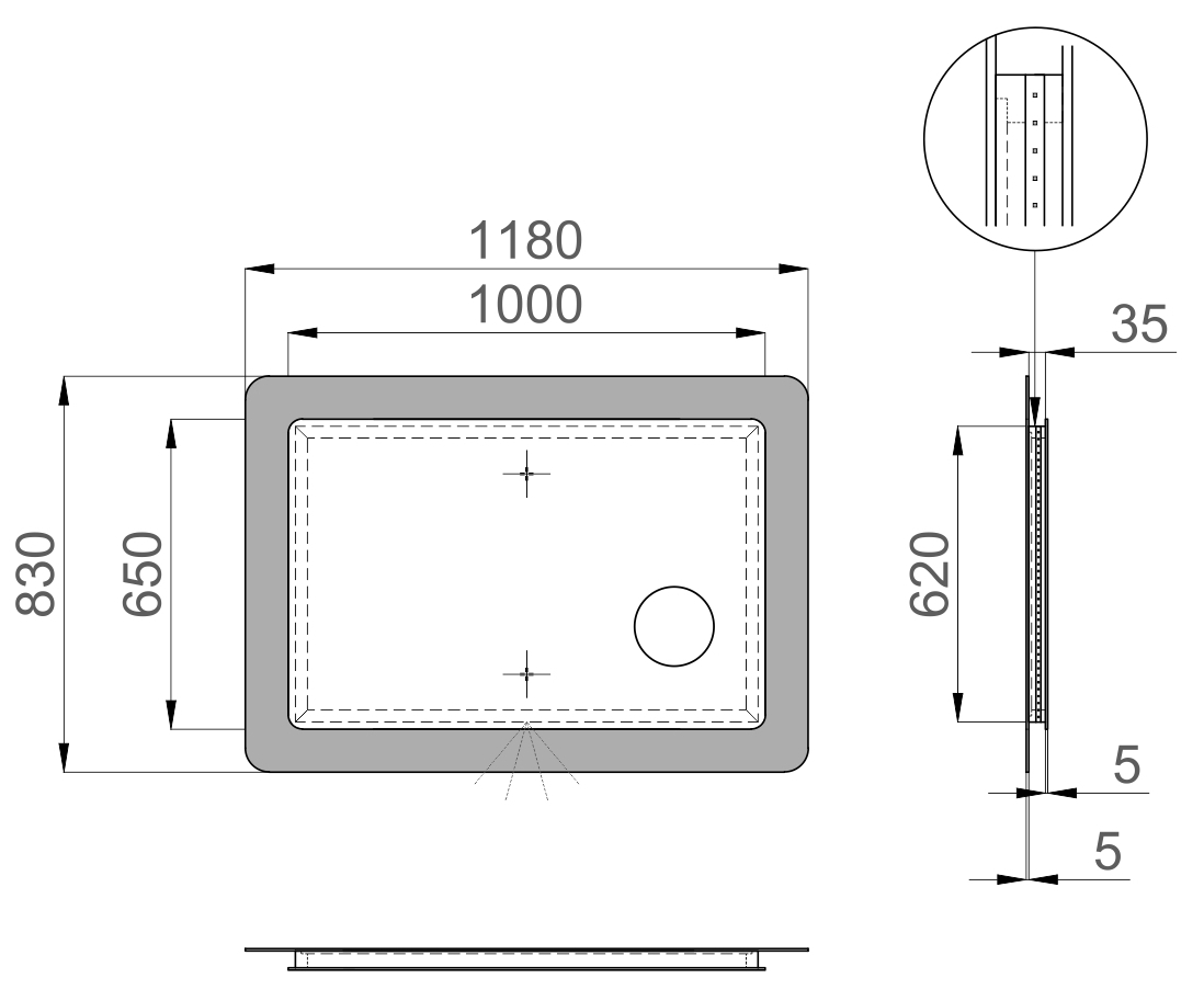 Sanwerk Ультра Космо Zoom 118x83 белое, с линзой (ZU0000166) Габаритные размеры