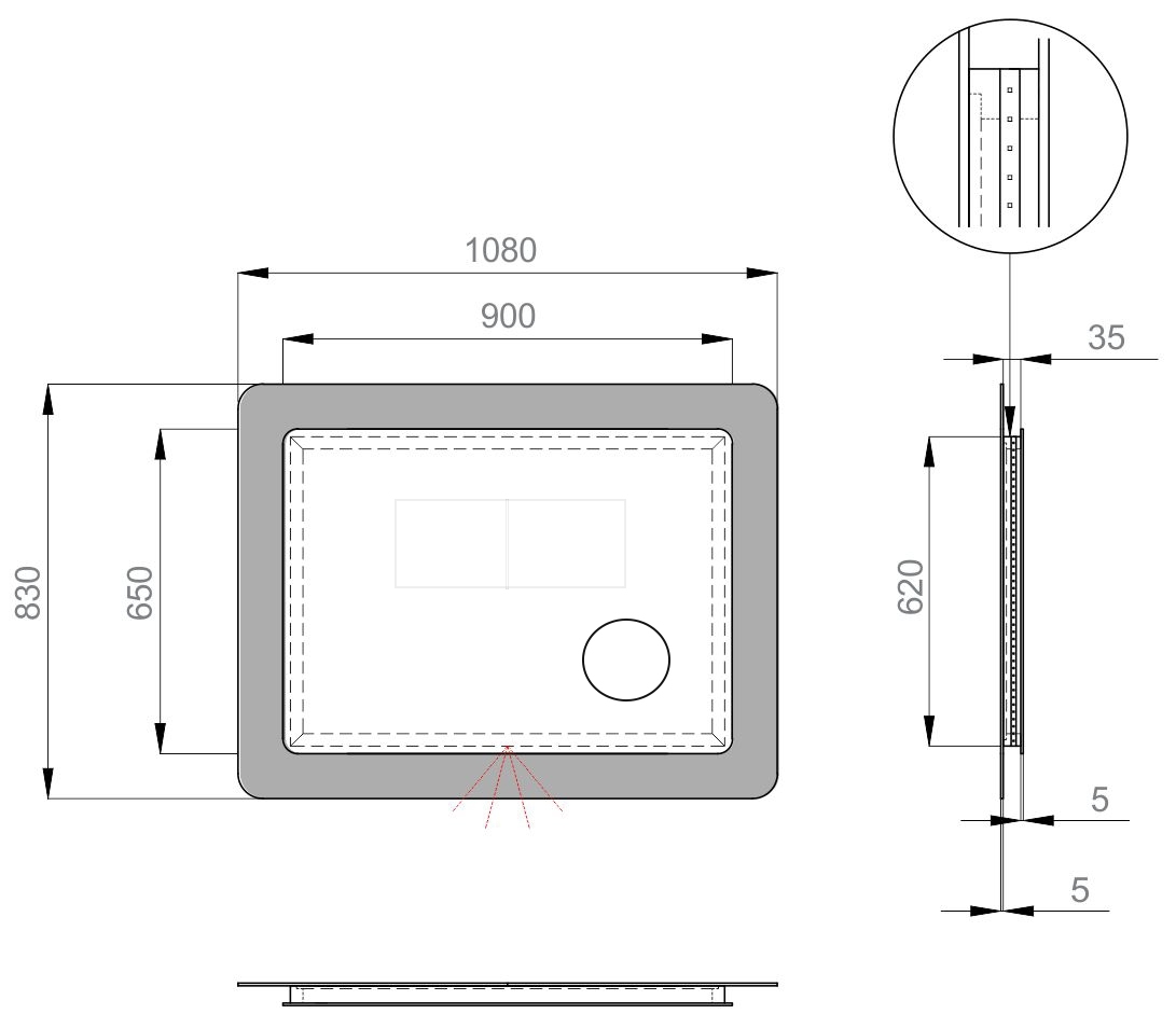Sanwerk Ультра Космо Zoom 108x83 белое, с линзой (ZU0000165) Габаритные размеры