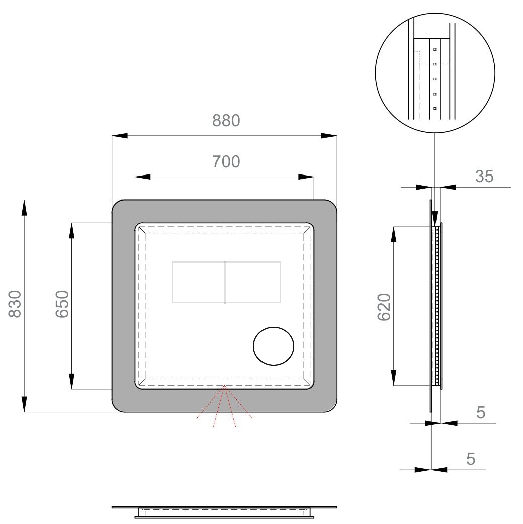Sanwerk Ультра Космо Zoom 88x83 белое, с линзой (ZU0000163) Габаритные размеры