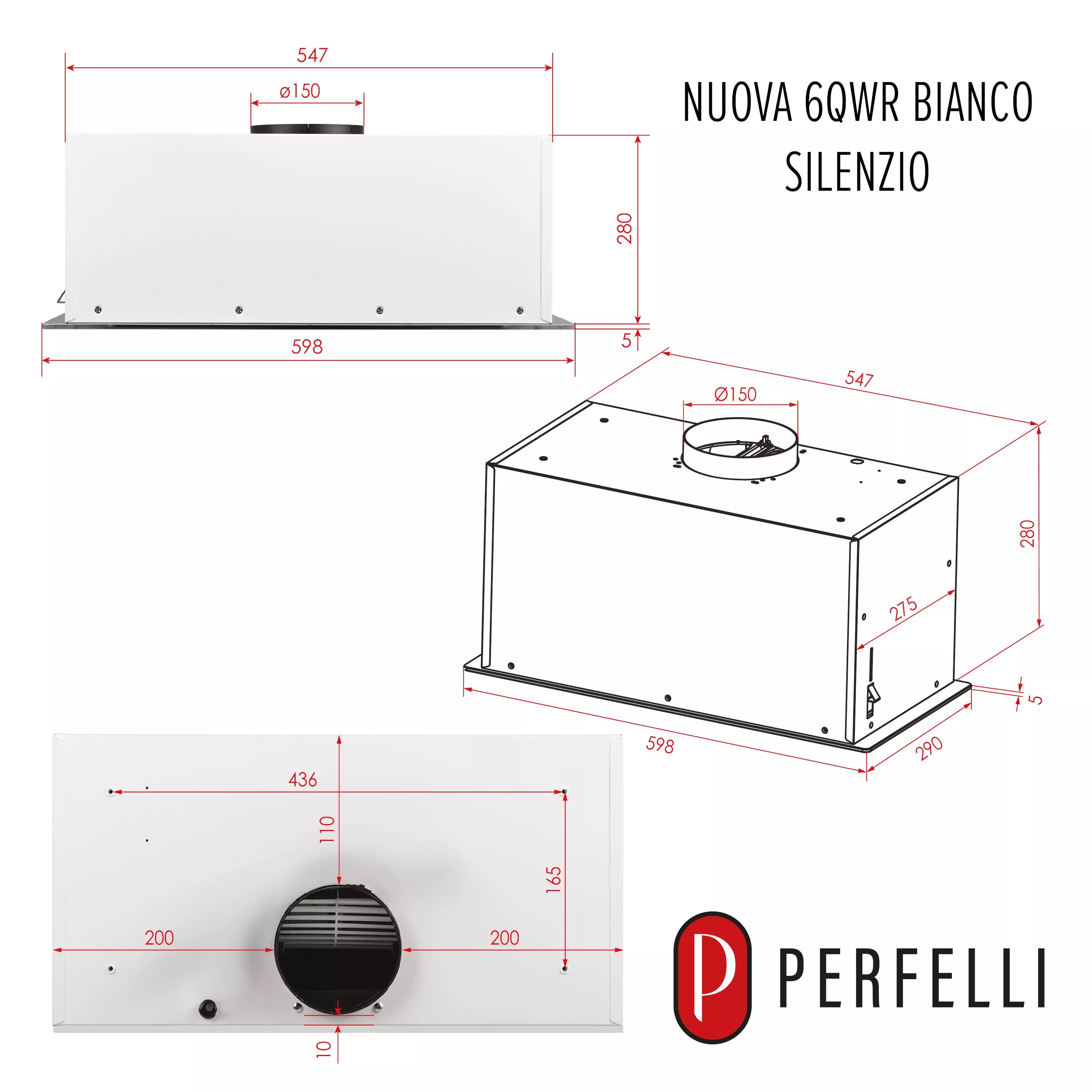 Perfelli Nuova 6QWR Bianco Silenzio Габаритні розміри