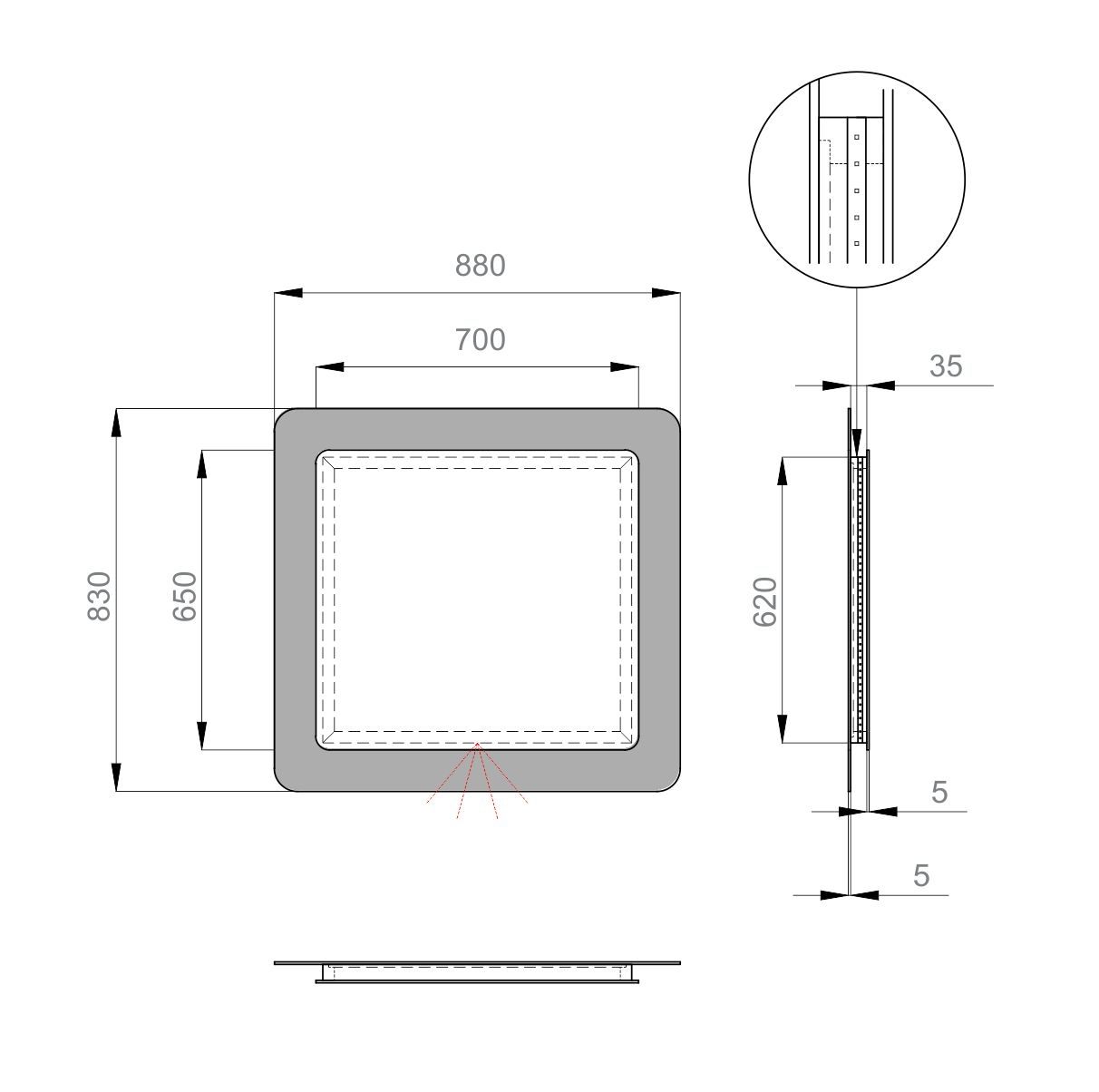 Sanwerk Ультра Космо 88x83 белое (ZU0000140) Габаритные размеры