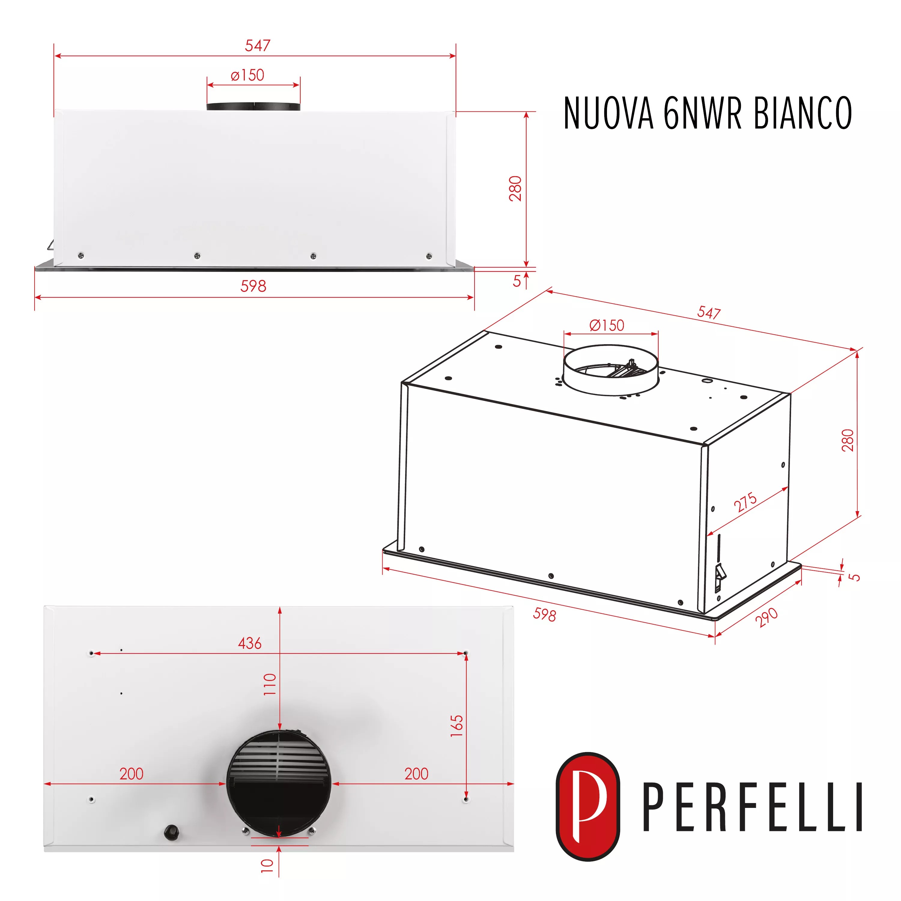 Perfelli Nuova 6NWR Bianco Габаритні розміри