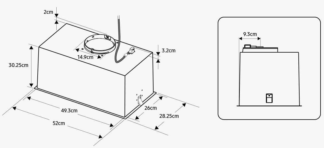 Samsung NK52FG454CM/UR Габаритні розміри