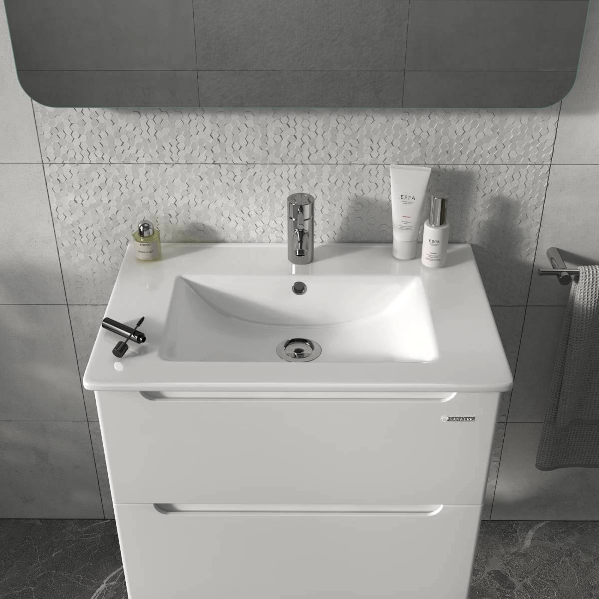 Тумба Sanwerk Эра Air белая с умывальником Qtap 70 см (MV0000855) цена 9400 грн - фотография 2
