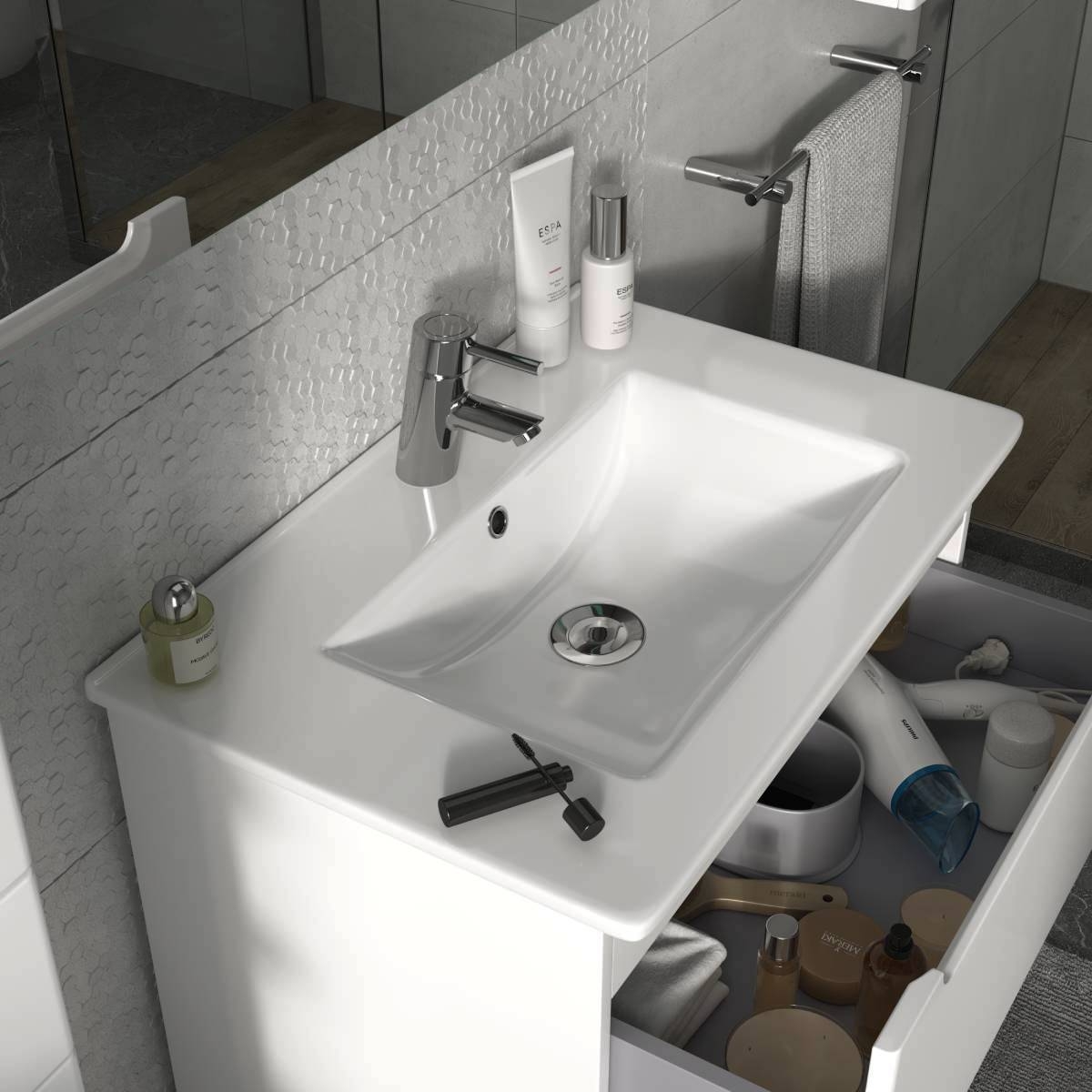 в продаже Тумба Sanwerk Эра Air белая с умывальником Qtap 70 см (MV0000855) - фото 3