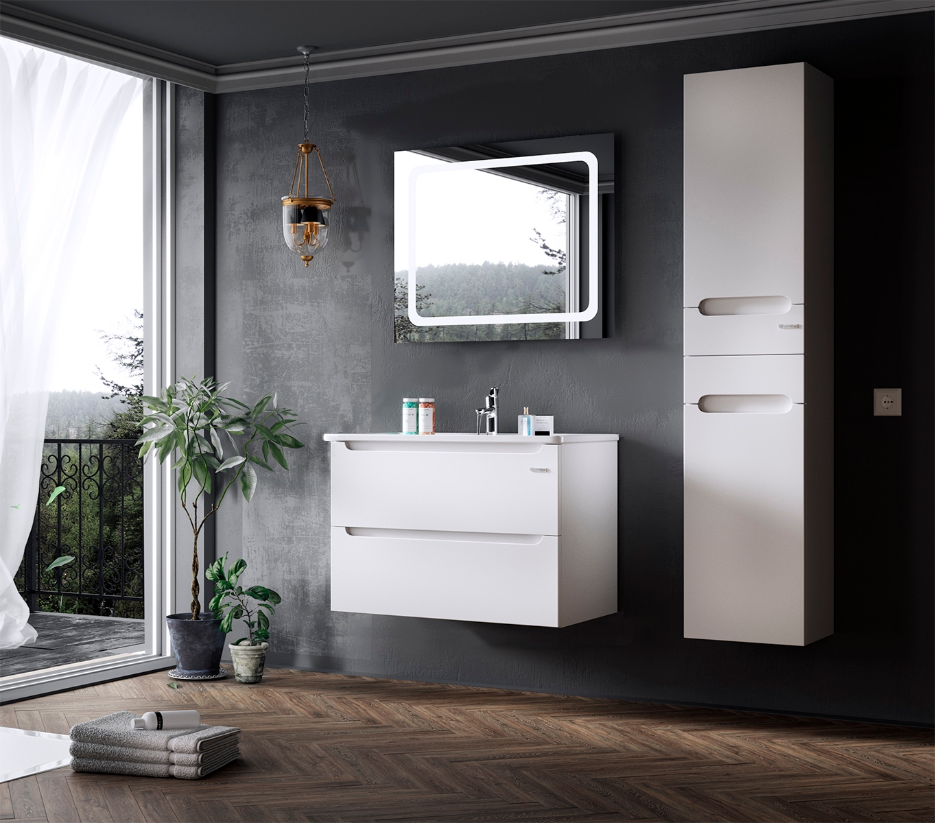 Sanwerk Эра Air белая с умывальником Qtap 70 см (MV0000855)