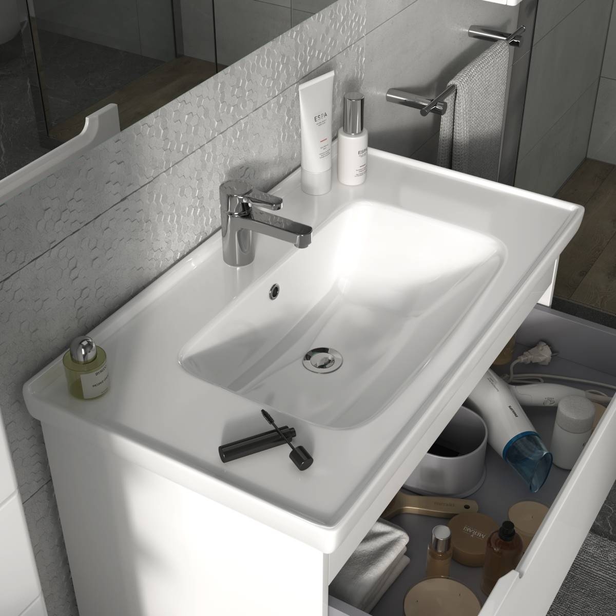 Тумба Sanwerk Эра Air белая с умывальником Idea 80 см (MV0000856) цена 14208 грн - фотография 2