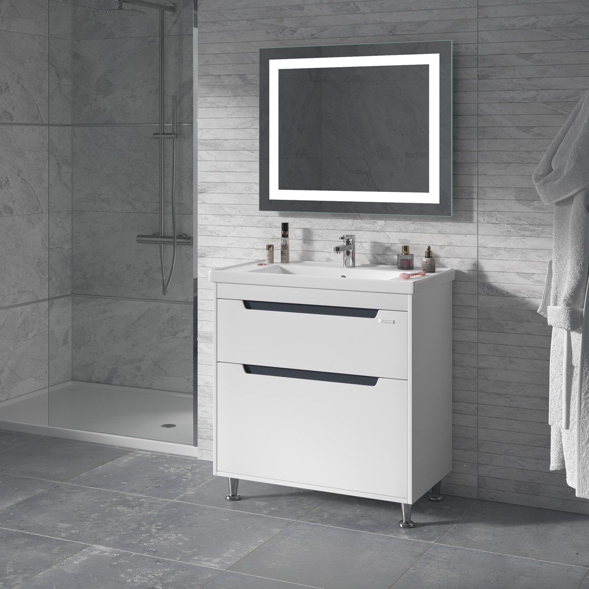 в продаже Тумба Sanwerk Грета белая с умывальником New Line 80 см (MV0000885) - фото 3