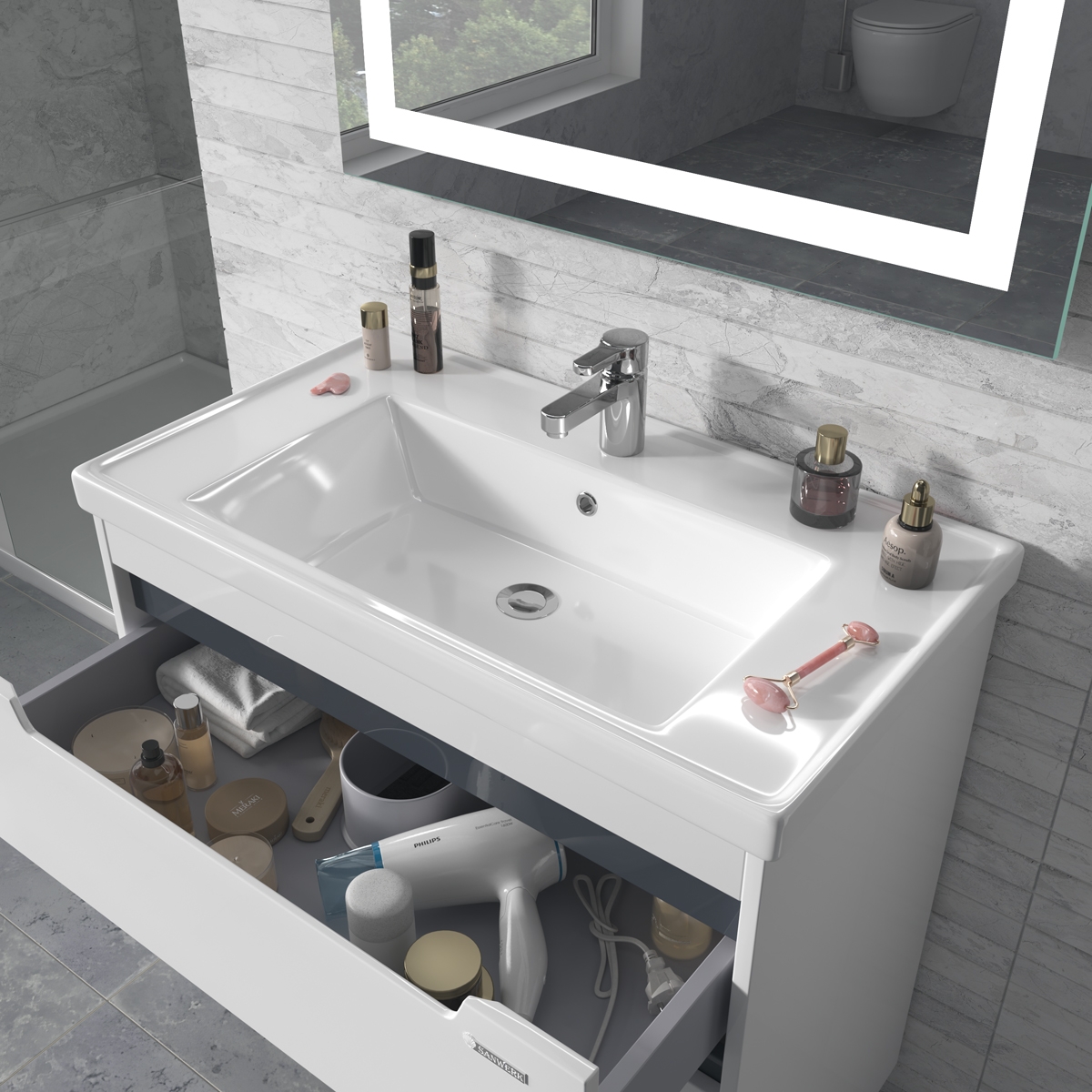 продаём Sanwerk Грета белая с умывальником New Line 80 см (MV0000885) в Украине - фото 4