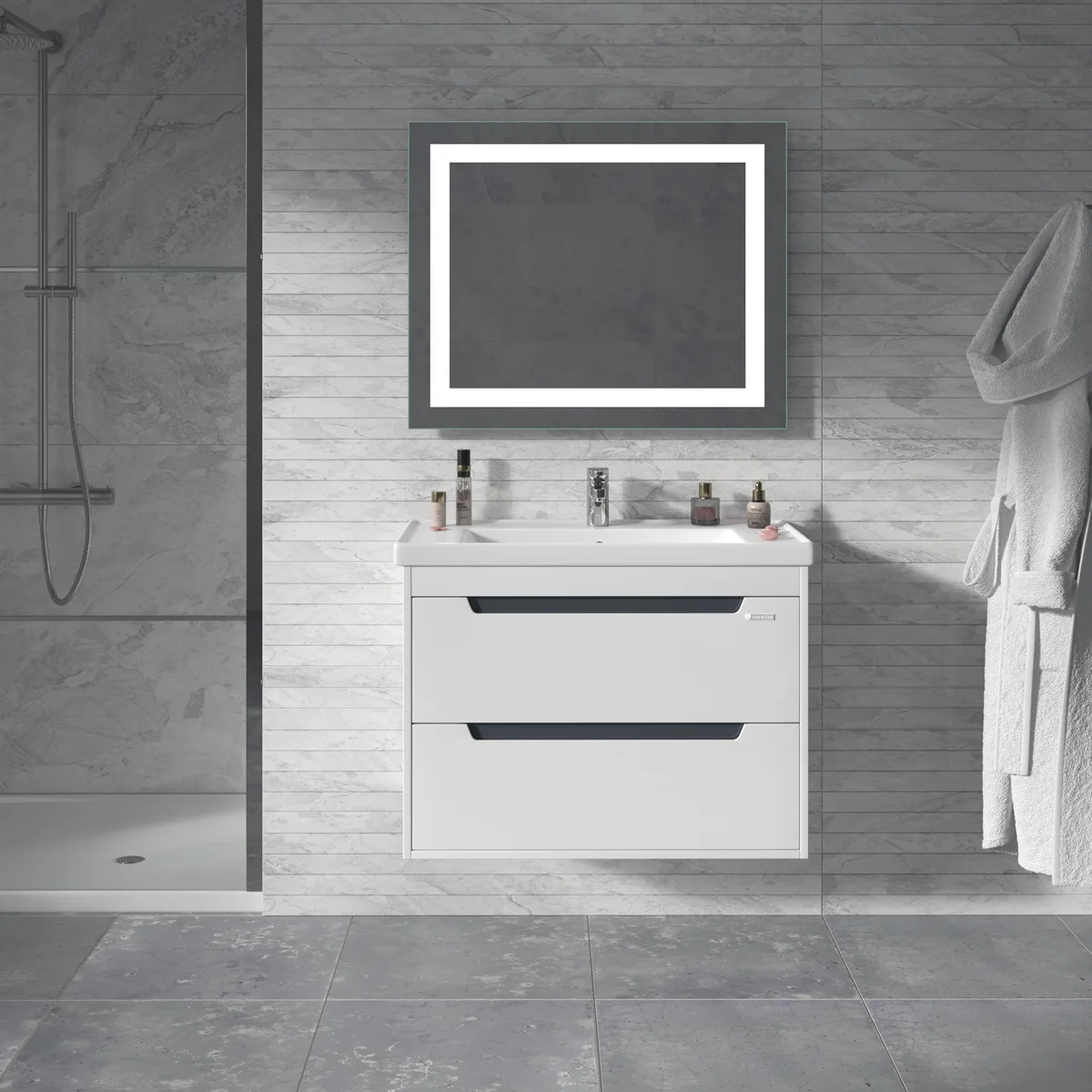 в продаже Тумба Sanwerk Грета Air белая с умывальником New Line 80 см (MV0000887) - фото 3