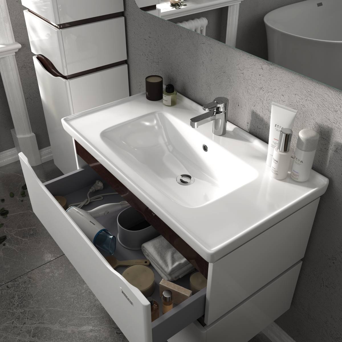 Тумба Sanwerk Алесса венге з умивальником Idea 80 см (MV0000875) ціна 12521 грн - фотографія 2