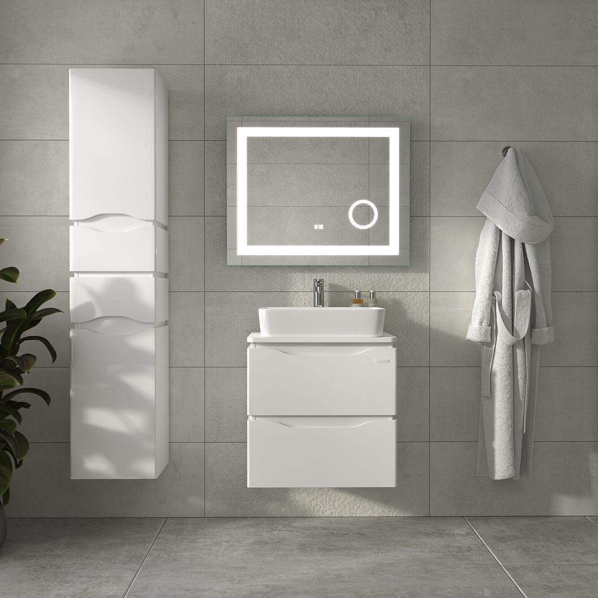 в продажу Тумба Sanwerk Алесса Air 60 біла з топ панеллю та умивальником Rapid 50x35 (MV0000899) - фото 3