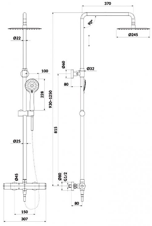 Cersanit Brasco S951-274 Габаритные размеры