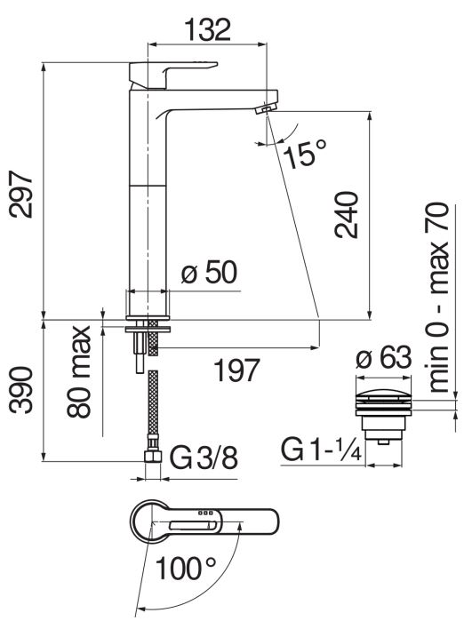Nobili New Road RDH00128/2CR Габаритные размеры