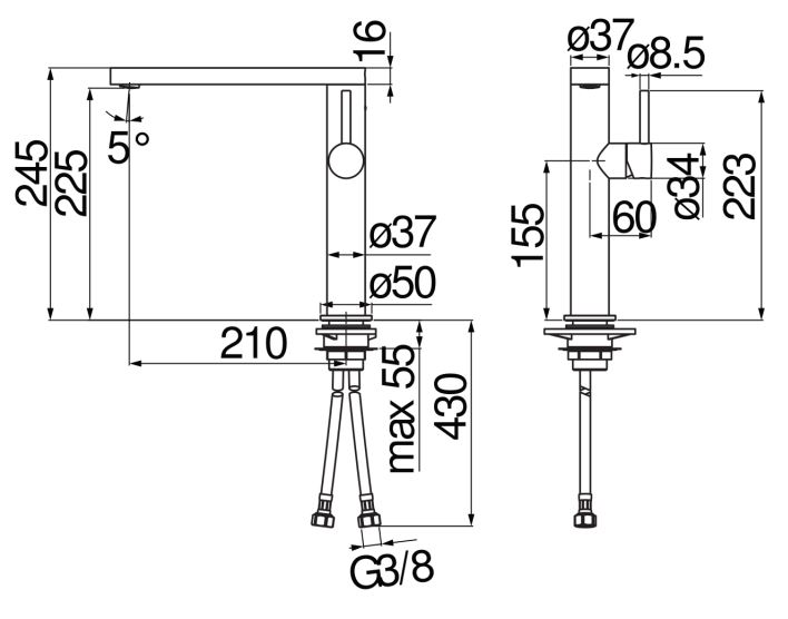 Nobili Match MH109113GLIX Габаритные размеры