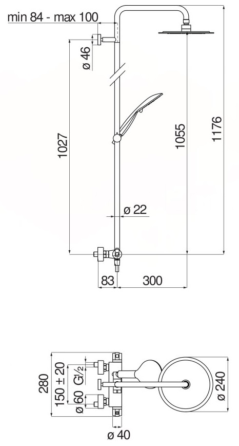 Nobili Tyko TY85430/23CR Габаритные размеры