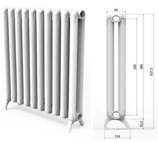 Fondital Mood White 800 мм 16 бар Aleternum Decor (1 секція) Габаритні розміри