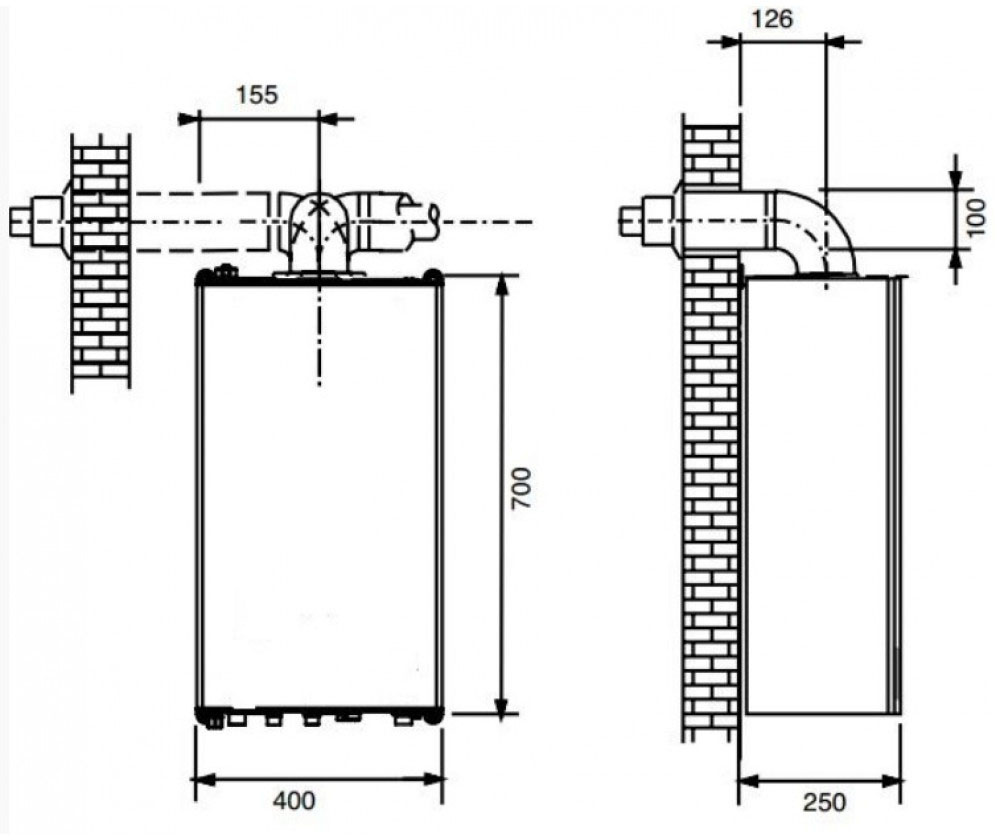 Fondital Antea New Condensing KRB 24 Габаритные размеры