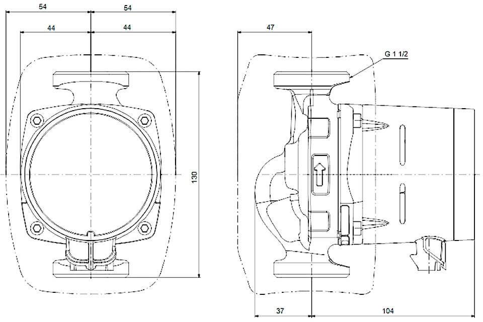 Grundfos ALPHA-1 25-60 (99199589) Габаритні розміри