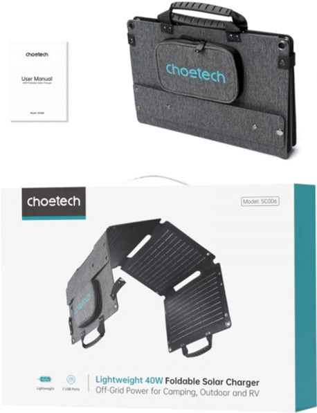 Портативная солнечная батарея Choetech 40W (SC006-V5-GY) цена 3355 грн - фотография 2