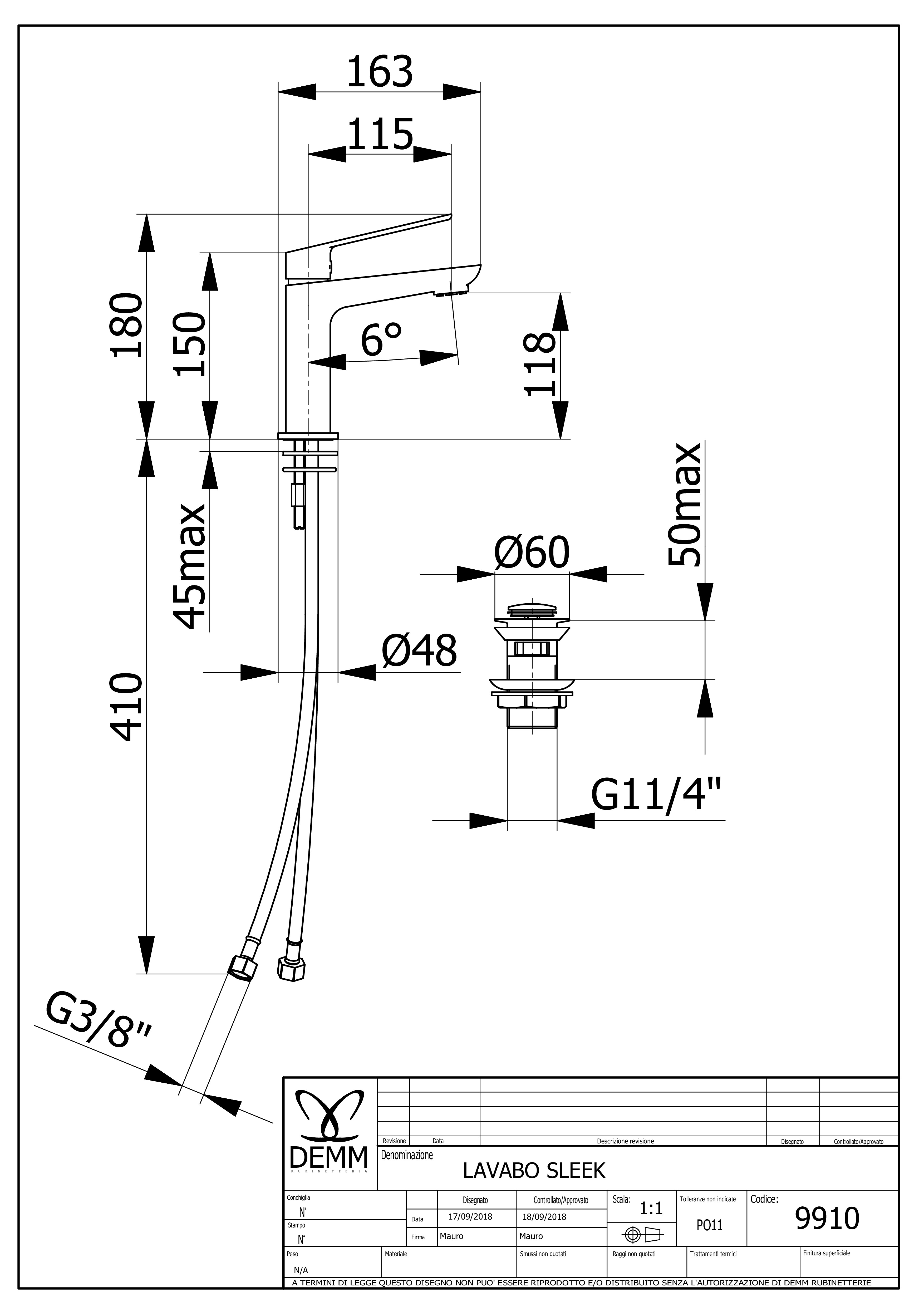 Demm Sleek 9910 (65271.004.C) Габаритні розміри