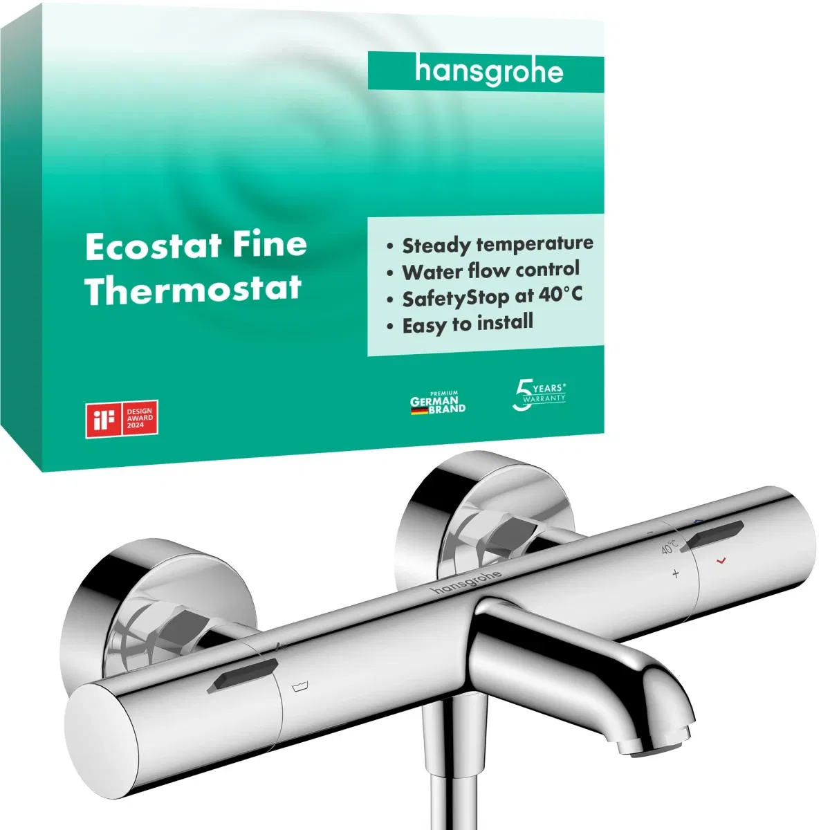 Смеситель для ванны Hansgrohe Ecostat Fine 13325000 цена 12972 грн - фотография 2