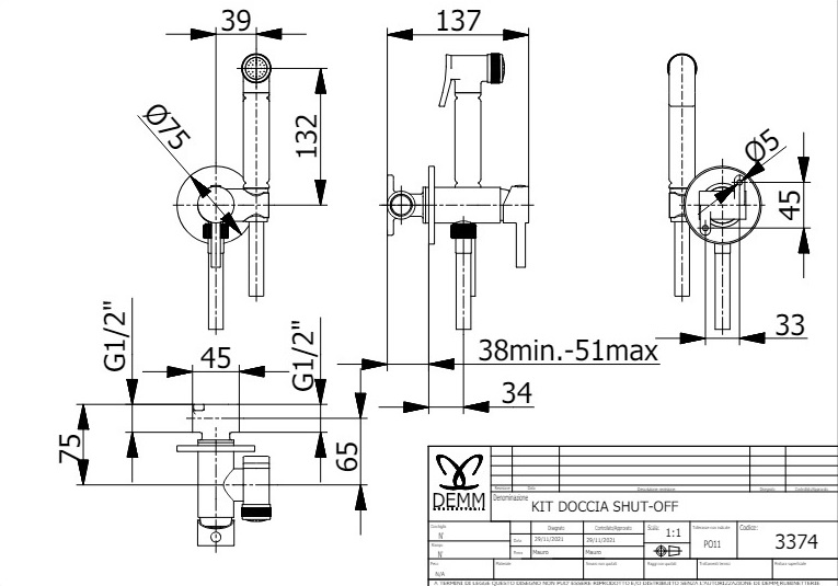 Demm 3374 (25437.102.C) Габаритные размеры