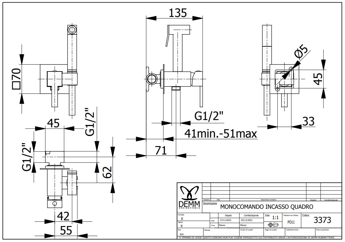 Demm 3373NU (62468.017.NU) Габаритні розміри