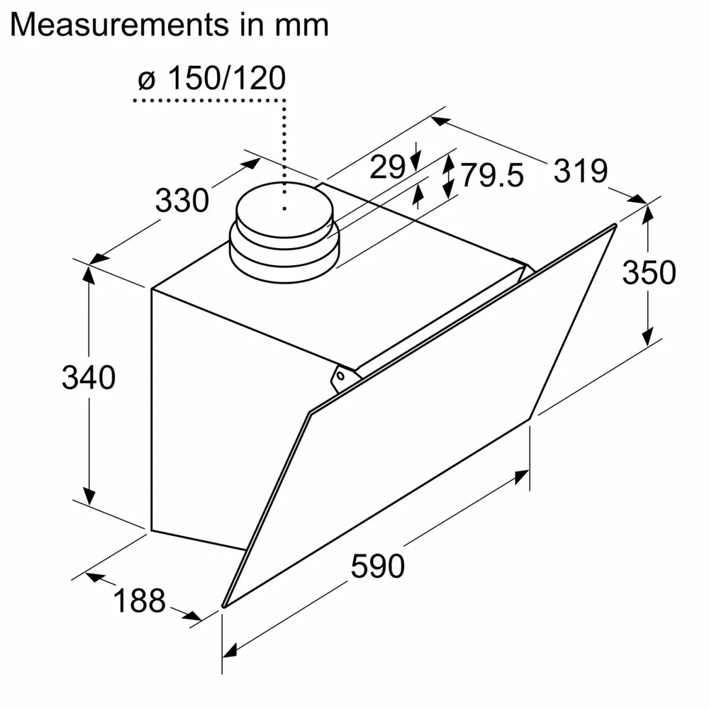 Bosch DWK63PJ60T Габаритные размеры