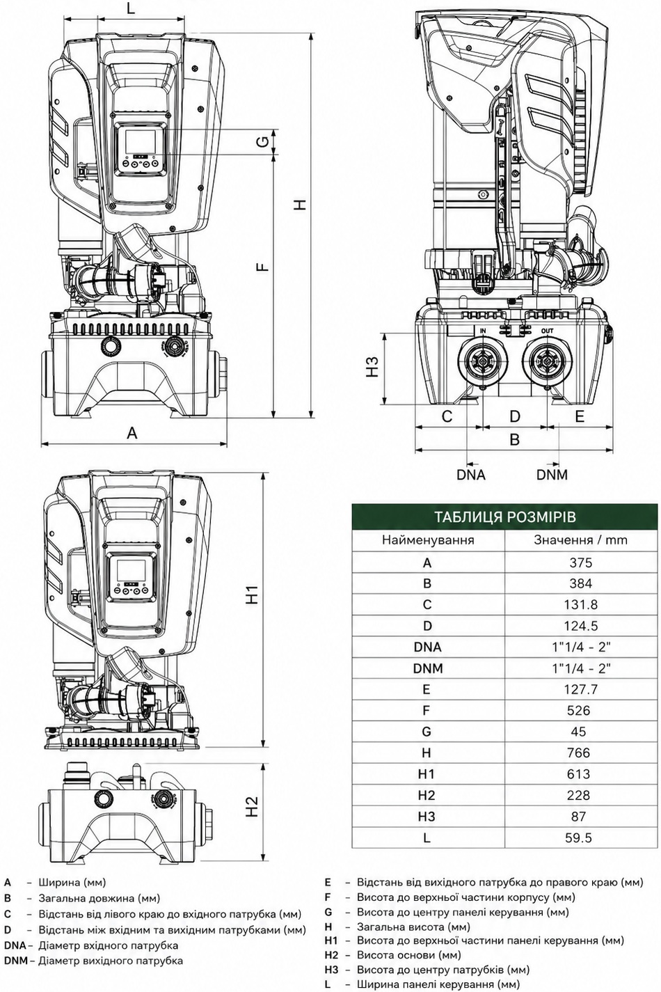 DAB Esybox Max 85/120 T380-480 Pump (60195100) Габаритні розміри