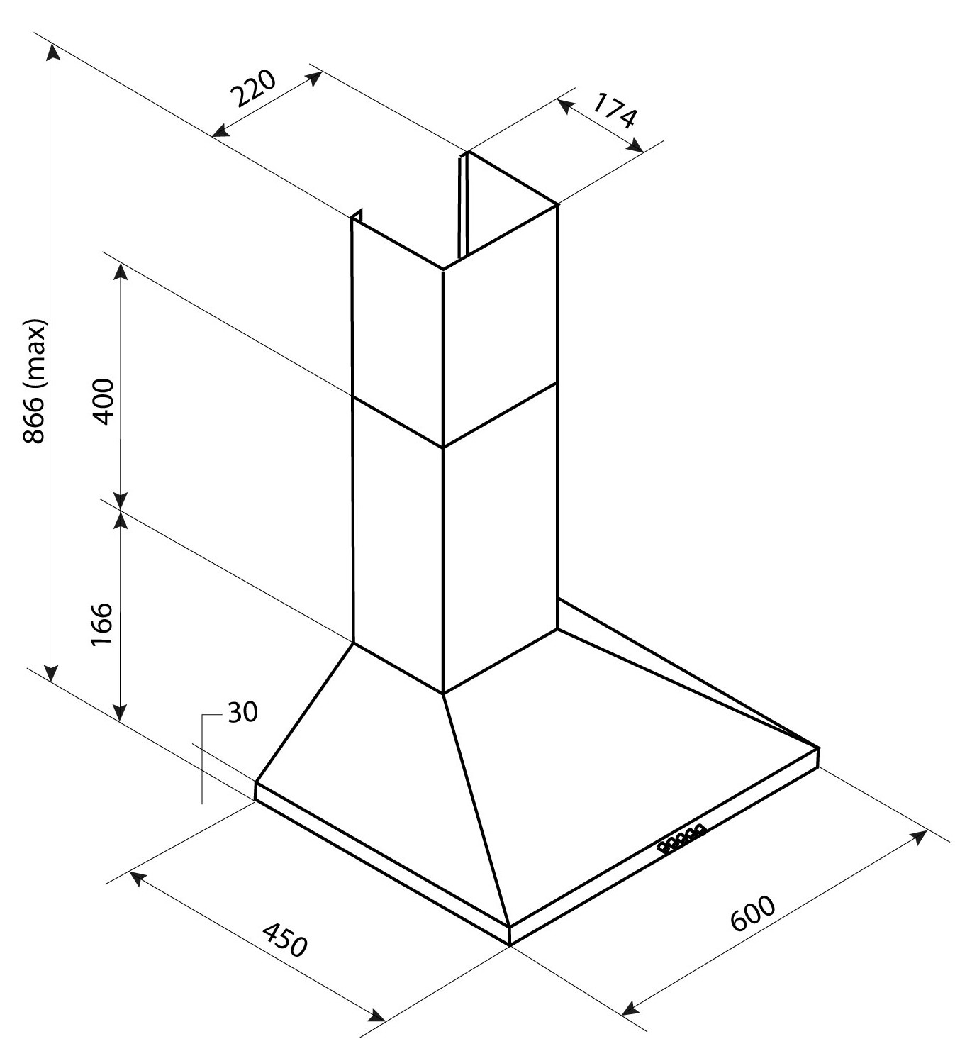 Pyramida KX 60 (750) B WH Габаритные размеры