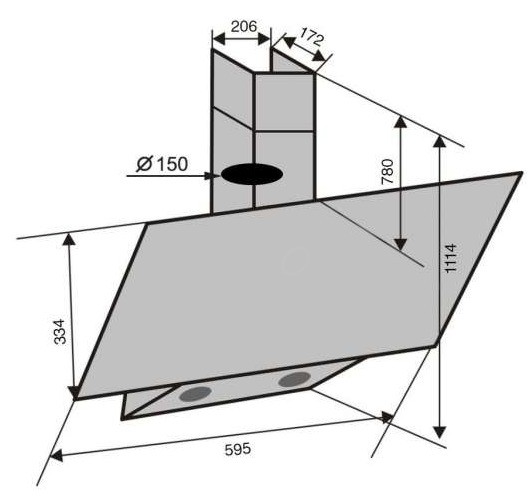 Ventolux Mirror 60 MBG (1000) TC MS TH Габаритні розміри