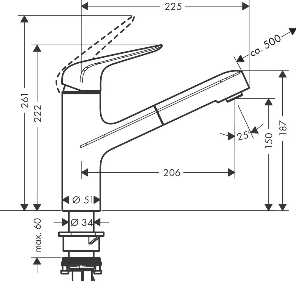 Hansgrohe Focus M42 71865000 Габаритные размеры