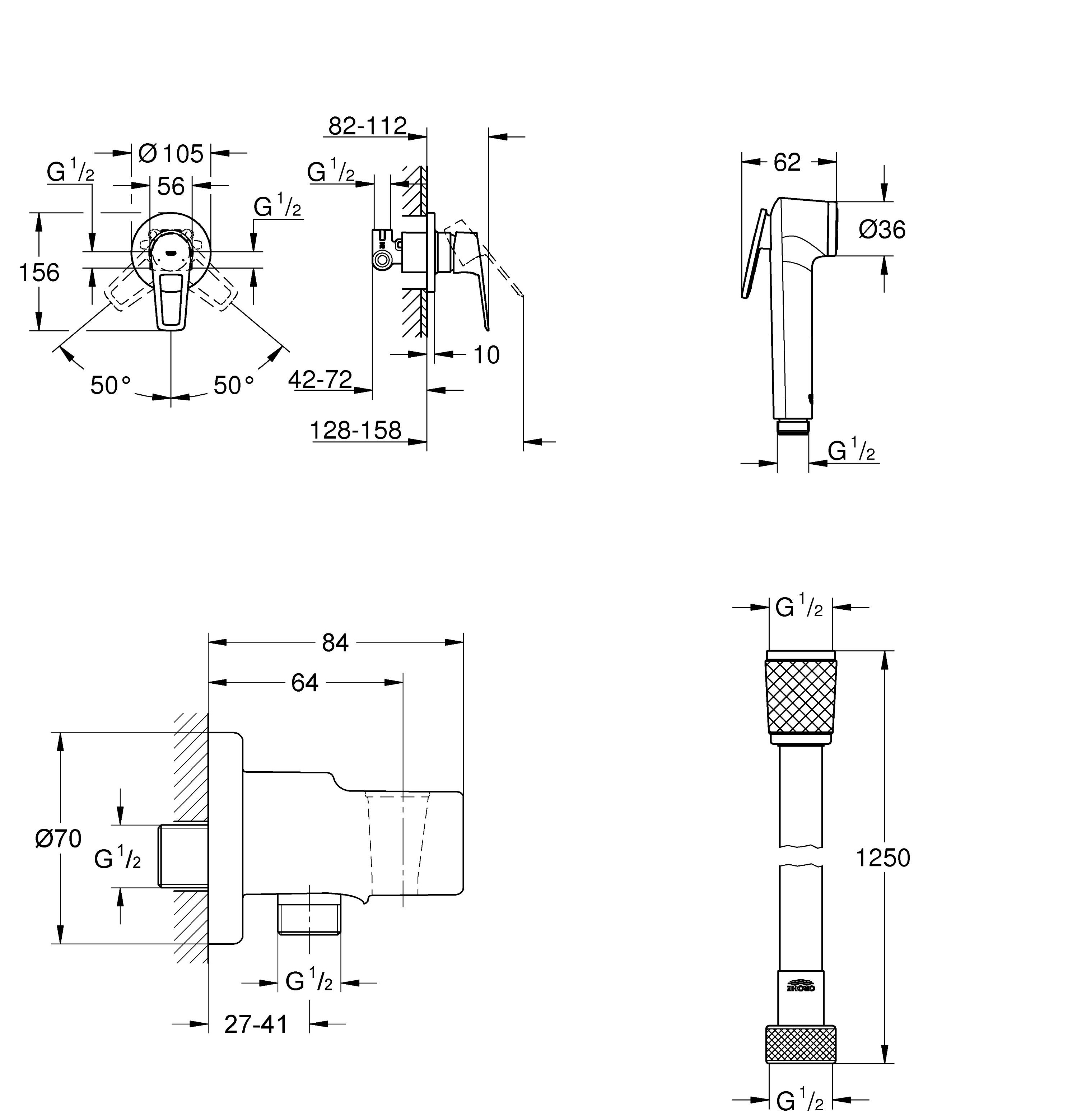 Grohe BauLoop New UA11104202 Габаритні розміри