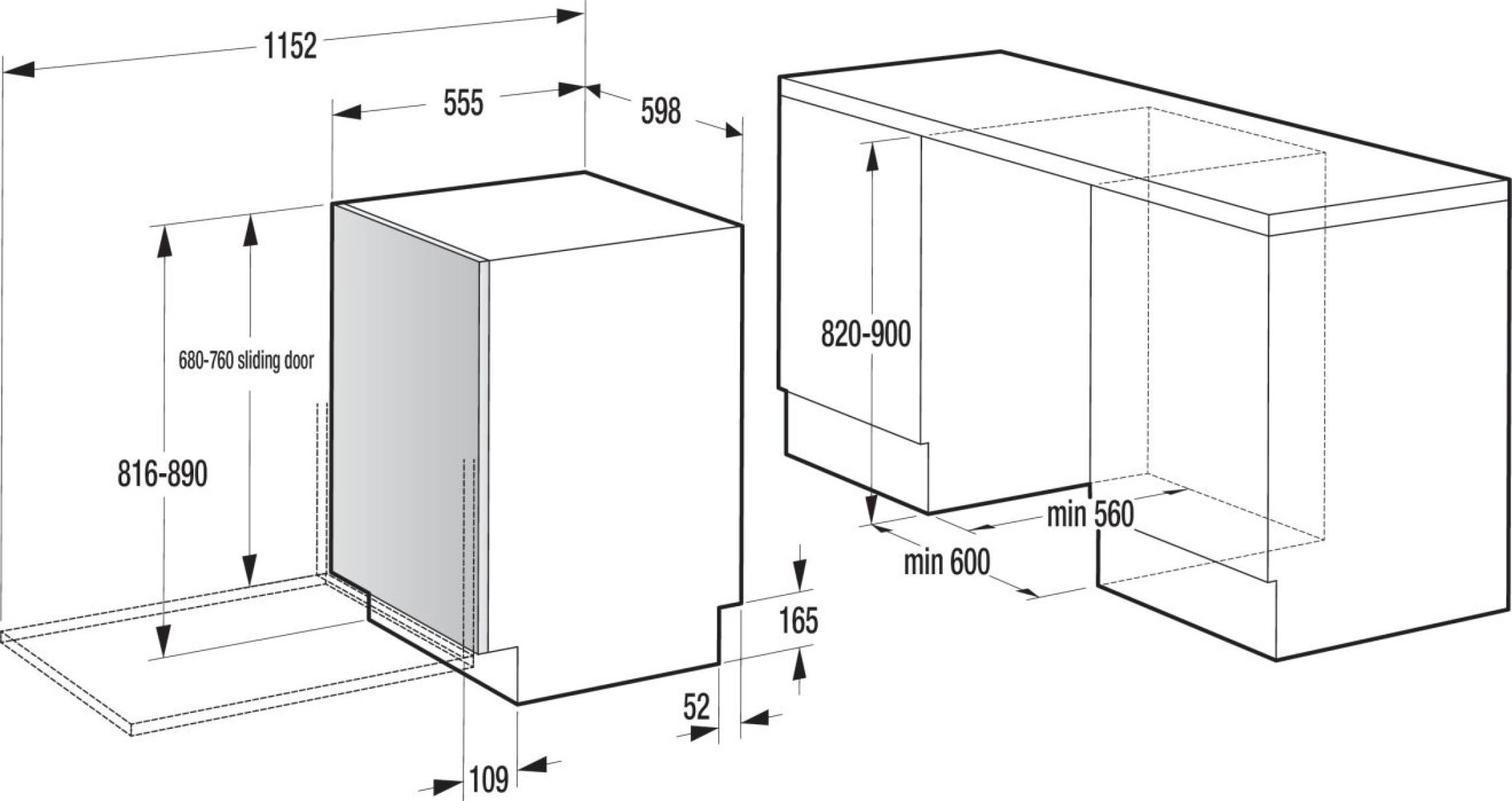 Gorenje GV673A65 Габаритные размеры