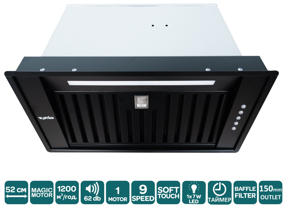Кухонна витяжка Ventolux PUNTO 60 BK (1200) ST MM BF ціна 7999 грн - фотографія 2