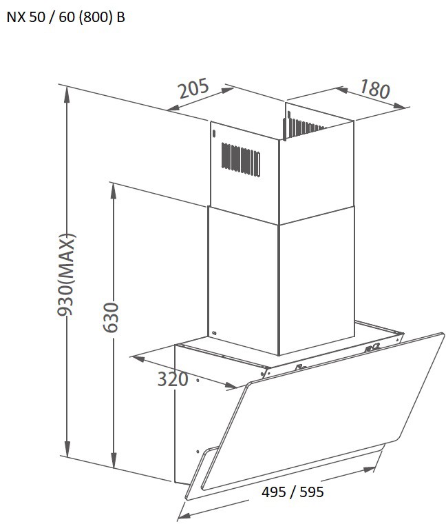 Pyramida NX 60 (800) B GBL Габаритні розміри