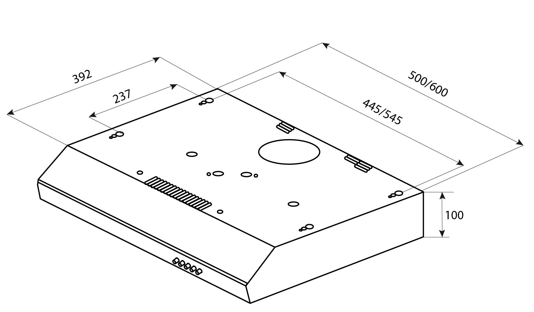 Pyramida UX 60 (380) B WH Габаритні розміри