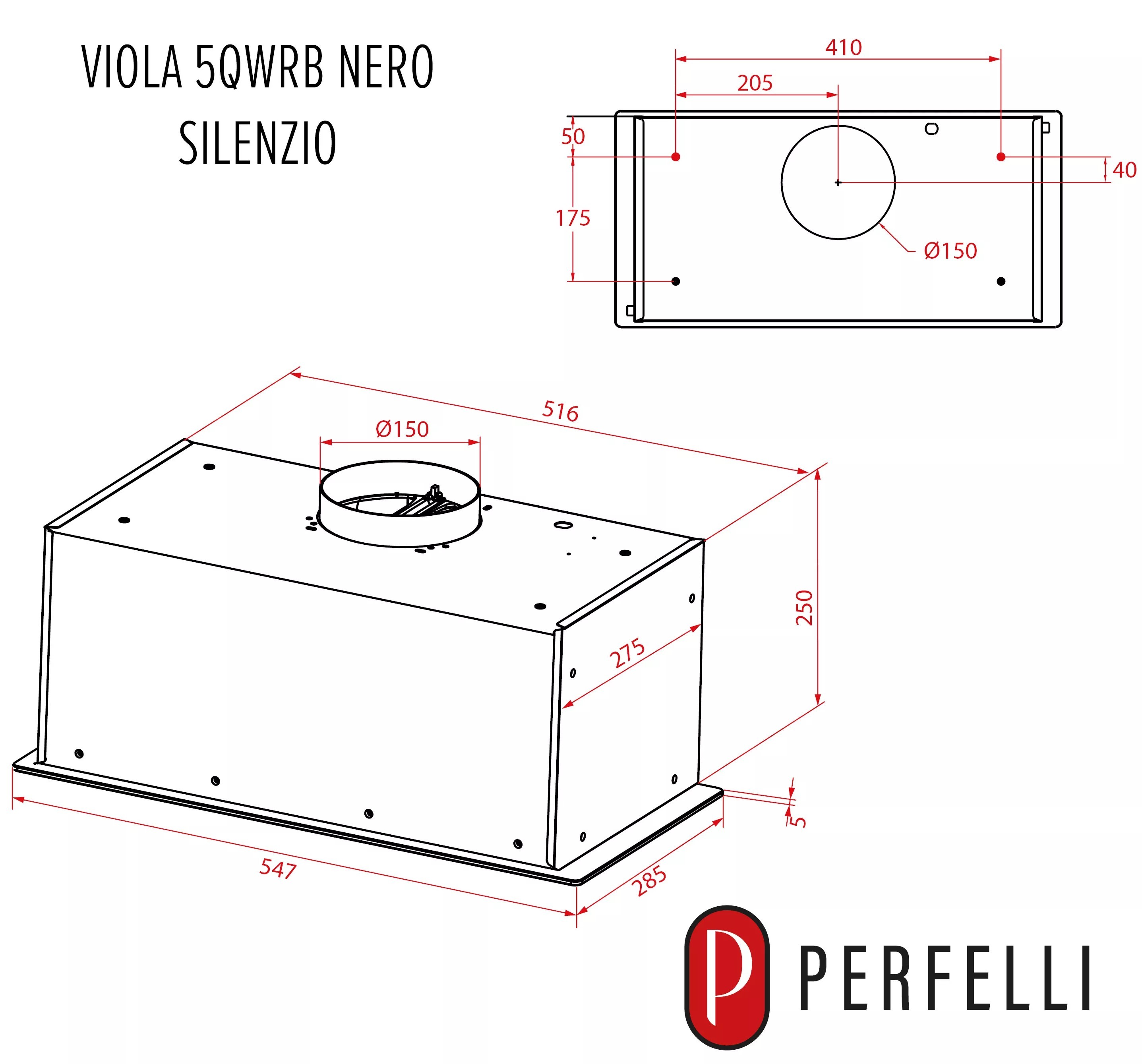 Perfelli Viola 5QWRB Nero Silenzio Габаритні розміри