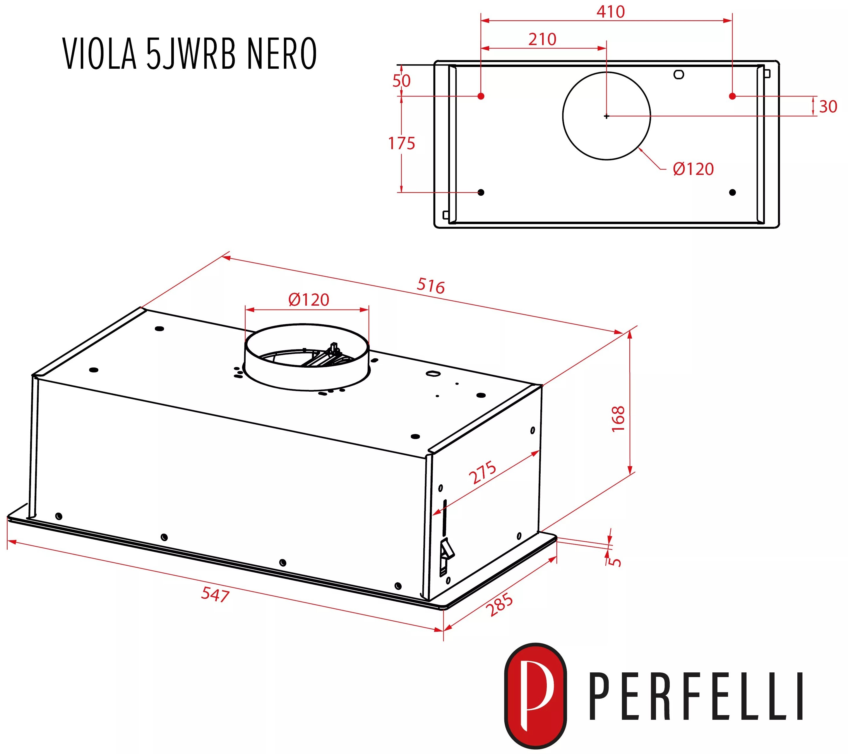 Perfelli Viola 5JWRB Nero Габаритні розміри