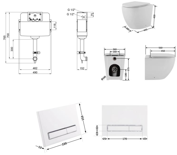 Q-tap QT13223381AW48022 Габаритні розміри
