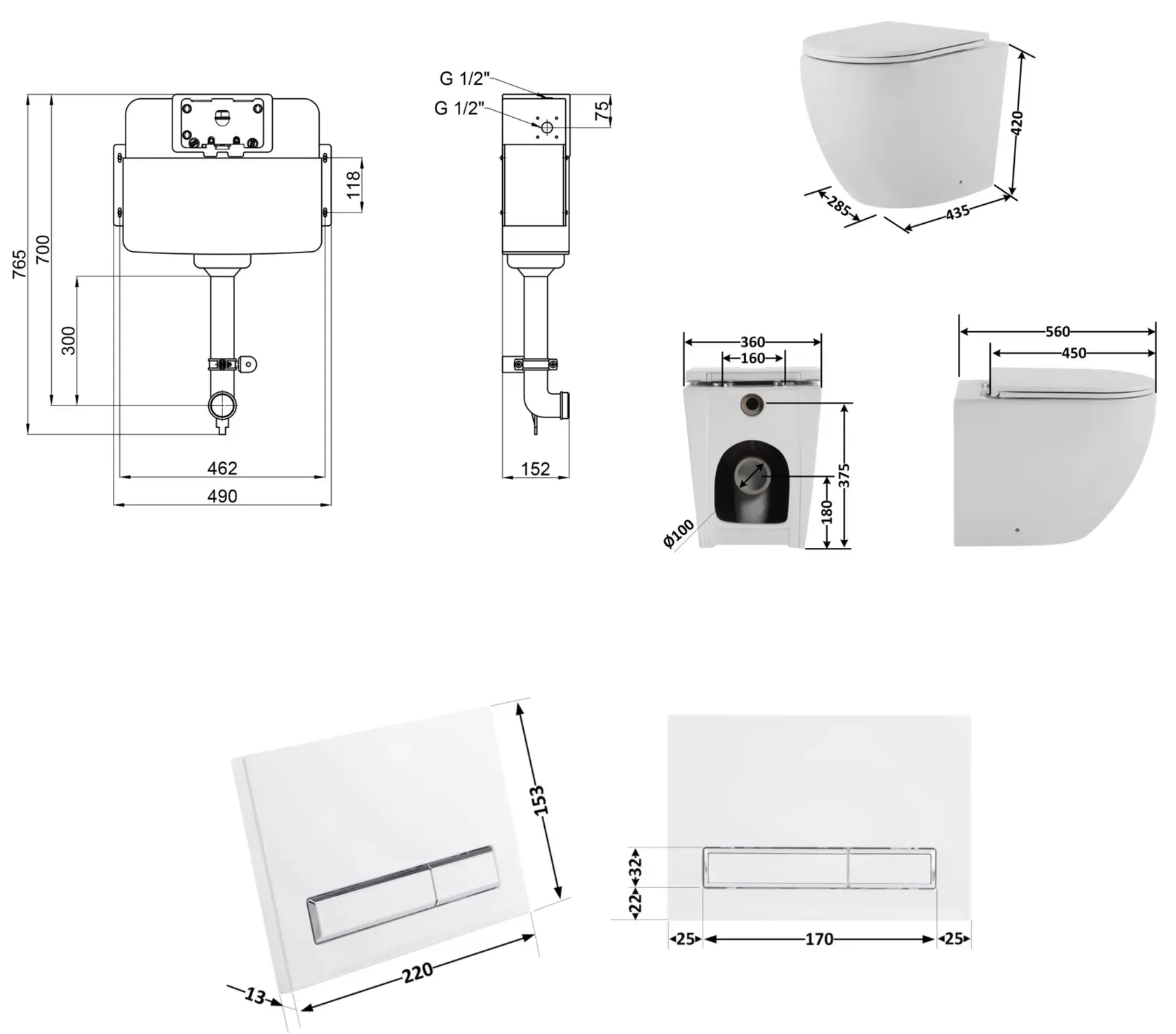 Q-tap QT13223381AW48022 Габаритні розміри