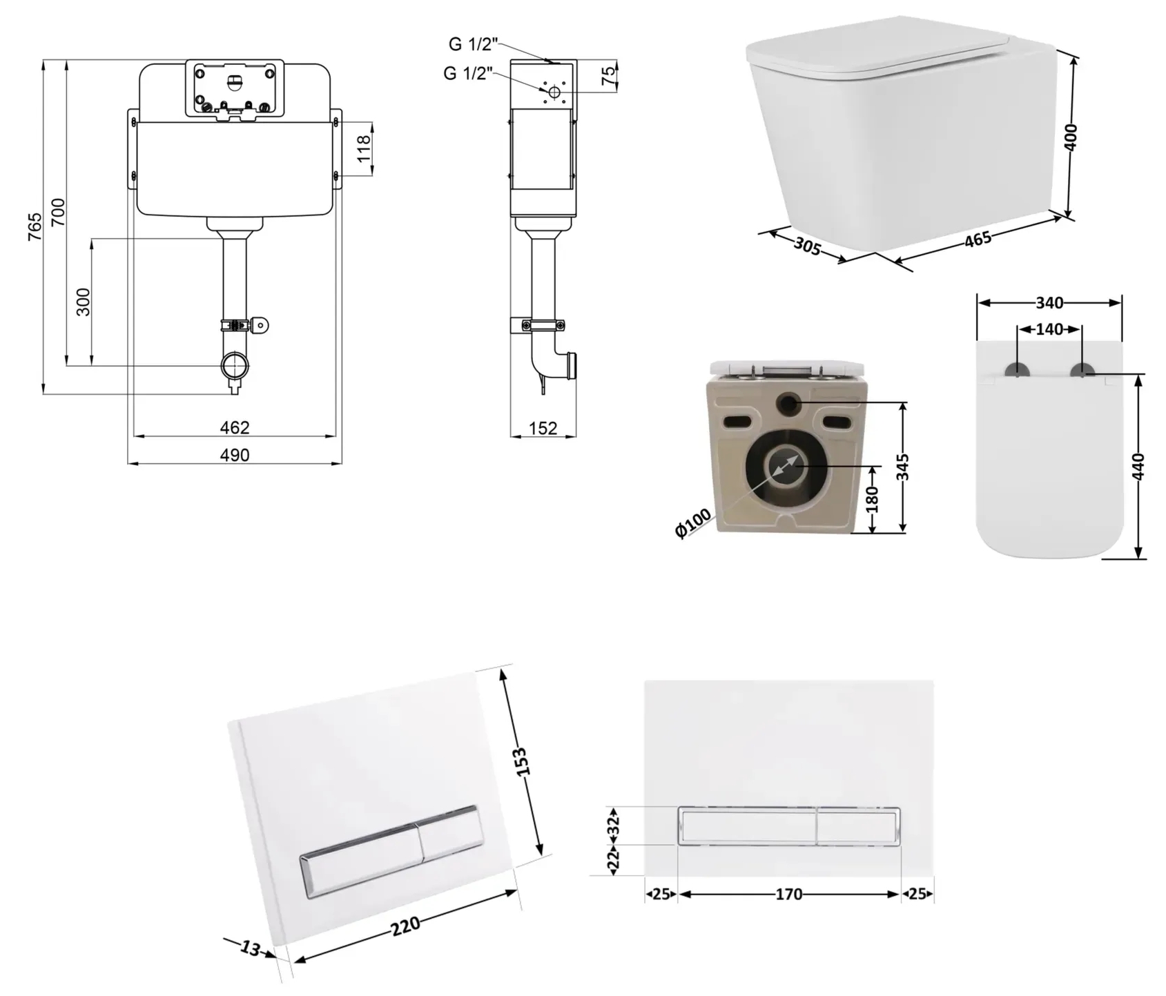 Q-tap QT17223303AW48021 Габаритні розміри
