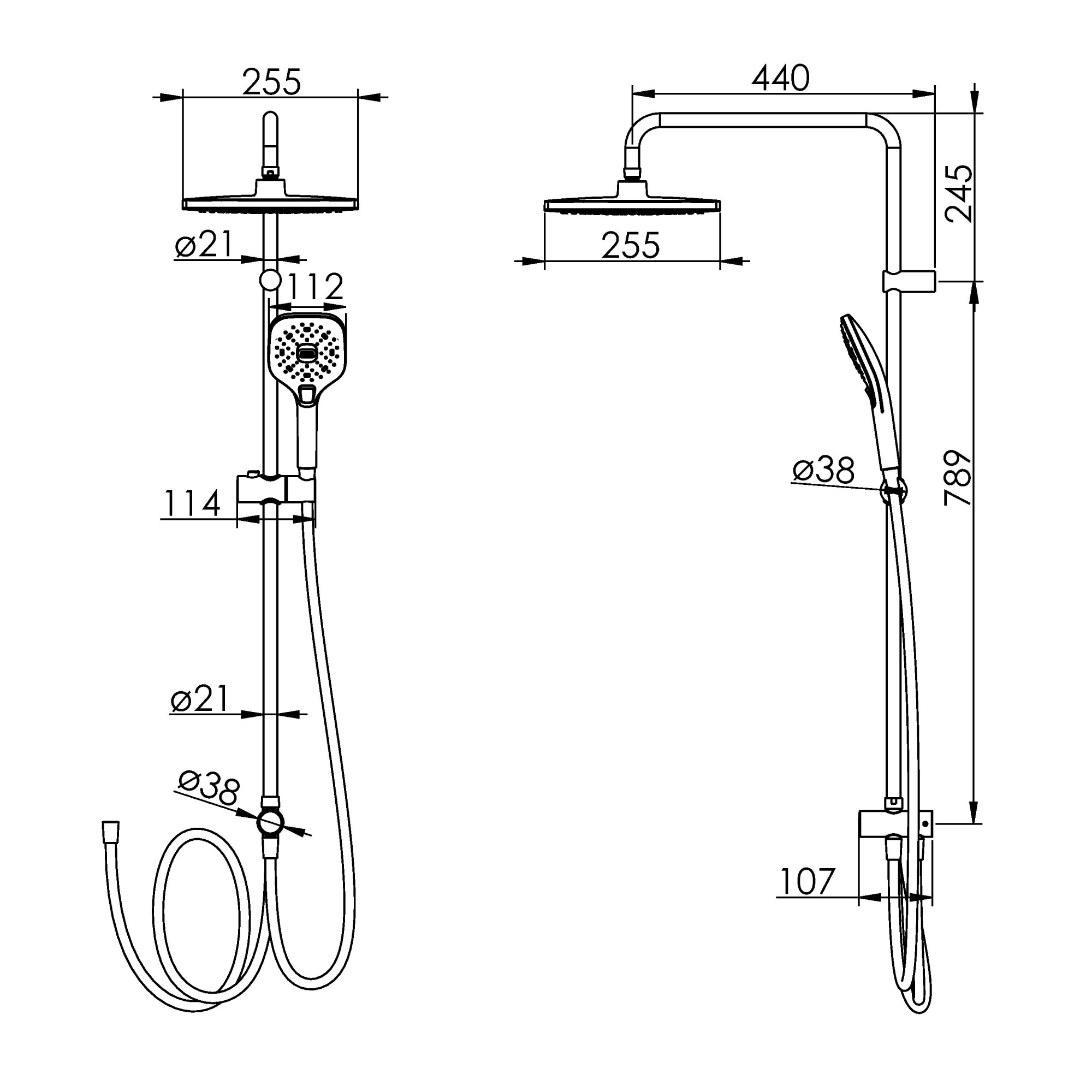 Imprese Bila Desne T-00261SQ Габаритные размеры