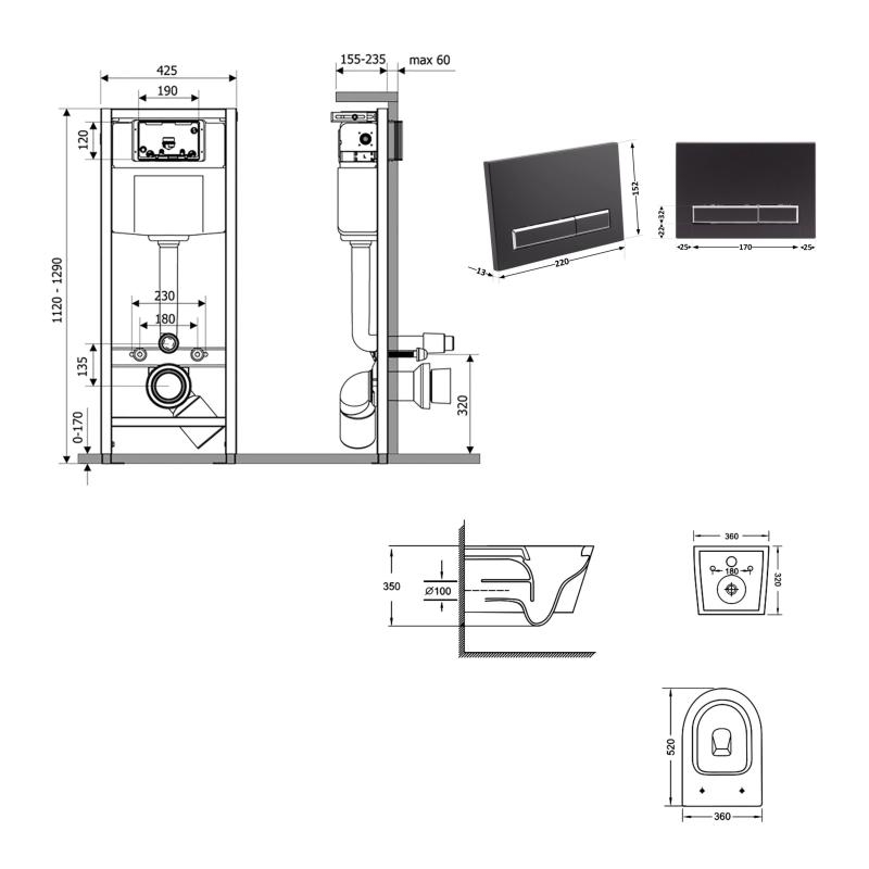 Q-tap Nest QT07335175W48195 Габаритні розміри