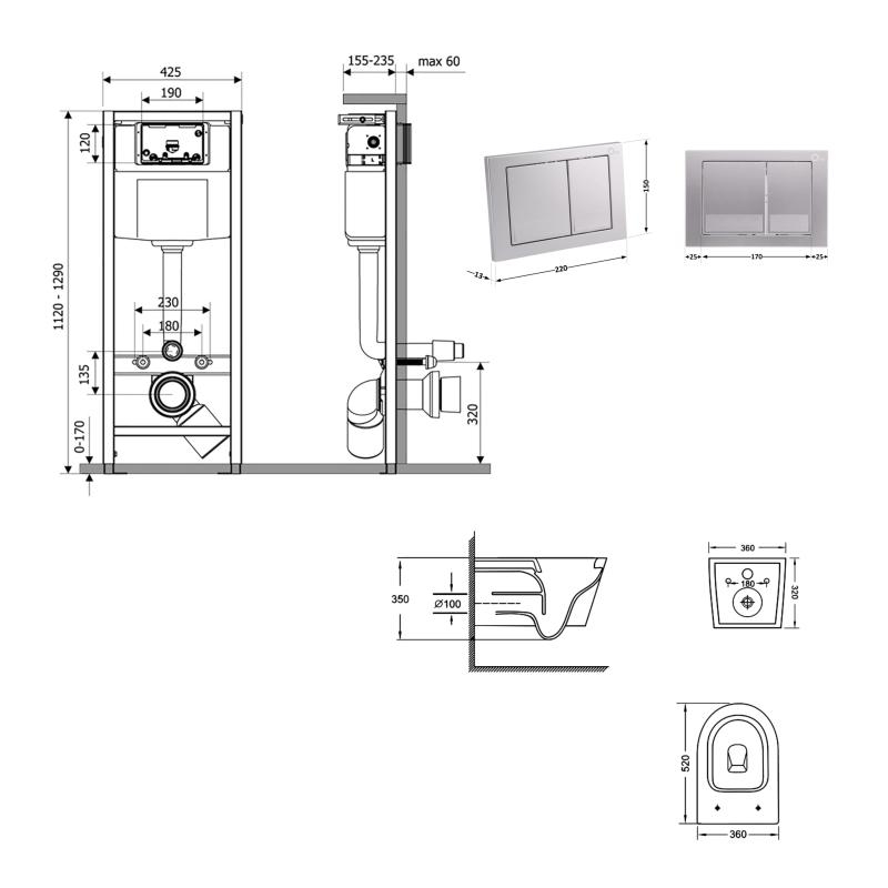 Q-tap Nest QT07335175W48204 Габаритні розміри